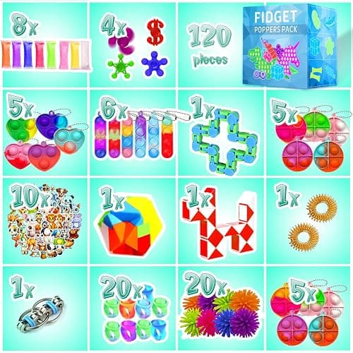 MOZACI Fidget Toys, 120 Pack Fidgets Set Stocking Stuffers for Kids Party Favors Autism Sensory Toy Bulk Adults Kids Boys Girls Teens Stress Autistic ADHD Anxiety Carnival Treasure Classroom Prizes thumbnail 4