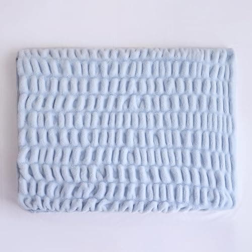 Smoofy Light Blue Fluffy Blanket for Couch - Luxury Faux Rabbit Fur 60"x80" | Ultra Soft & Plush Comfort Ruched Blanket, Cozy Fuzzy Fleece Throw for Sofa, Bed & Office, Gift for Women, Blue Room Decor thumbnail 9