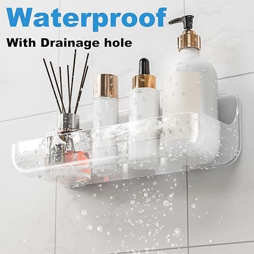 Kawfle Adhesive Shower Caddy, 2 Pack Acrylic Bathroom Shelves, No Drill Wall Mount Organizer Storage Shelf thumbnail 3