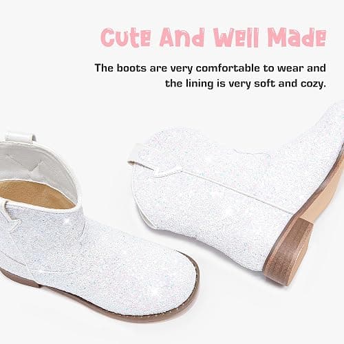 Motasha Toddler Girls Cowgirl Boots Glitter Toddler Cowboy Boot Ankle Girls Boots Little Kids Horse Riding Shoes Party Birthday thumbnail 5