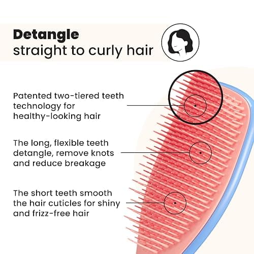 Tangle Teezer Ultimate Detangler Brush for Wet & Dry Hair, Eliminates Knots & Reduces Breakage for All Hair Types, Apricot Blaze thumbnail 2