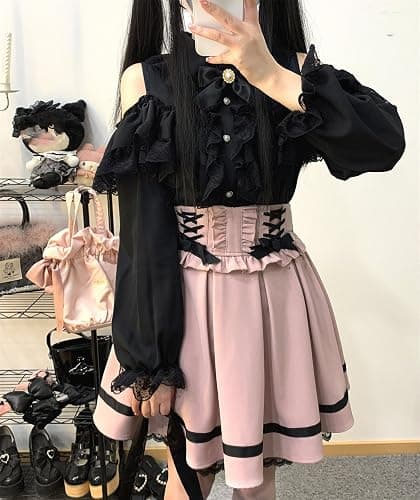 Cuteighteen Lolita Kawaii Lace Up Mini Rock Frauen Goth Tennis Plissee Hohe Taille Nette Rüschen Eine Linie Schule Mädchen Röcke thumbnail 4