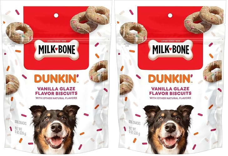 Milk-Bone Limited Edition Dunkin' Vanilla Glaze Flavor Biscuit Dog Treats, 8 Ounce (Pack of 2) - Image 1