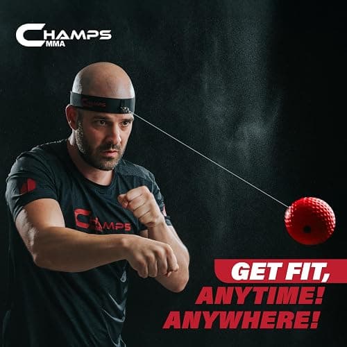 Champs MMA Boxing Reflex Ball Set with Punch Counter App | 4 Balls with Varying Weights, Headband & 4 Spare Strings to Improve Speed, Hand Eye Coordination Training | Boxing Equipment, MMA Gear Gift thumbnail 6
