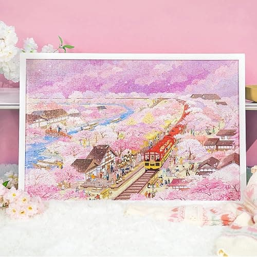 MOMIBOOK 1000 Piece Puzzle for Adults Jigsaw Puzzles of Arashiyama Sakura Tour, Painting Image Cherry Blossom Difficult Challenging Impossible Puzzle Unique Party Christmas Birthday Gifts thumbnail 2