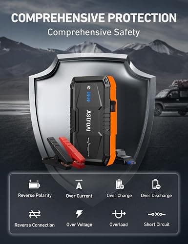 AstroAI S8 Car Battery Jump Starter, Car Jumper Starter Battery Pack for Up to 6.0L Gas & 3.0L Diesel Engines, 12V Portable Jump Box with 3 Modes Flashlight and Jumper Cable (Orange) thumbnail 7