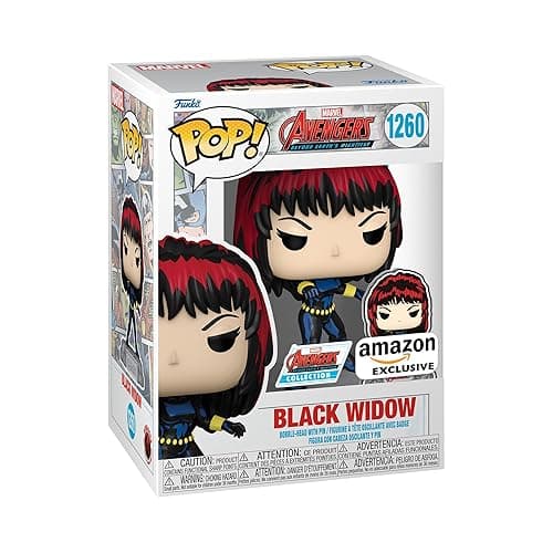 Funko Pop! & Pin: The Avengers: Earth's Mightiest Heroes - 60th Anniversary, Black Widow with Pin, Amazon Exclusive