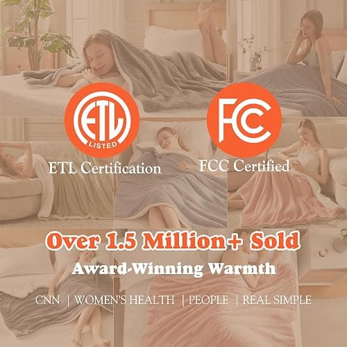 ACCU-WARMTH Cozy Heated Blanket Waffle Throw Size - Fast Warming Electric Throw Blanket with 6 Heat Settings & 4 Hours Auto-Off, Ideal Gift for Her, 50"x60", Sage Green thumbnail 4
