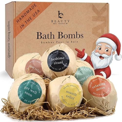 Bath Bombs Gift Set, USA Made with Organic & Natural Ingredients, Christmas Stocking Stuffers for Women & Men, Relaxing Spa Gifts, Wife Stocking Stuffers - Image 1