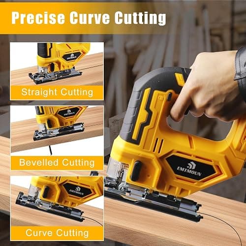 Cordless Jig Saw Compatible with Dewalt 20V Max Battery, Brushless Jigsaw For 3 Orbital Settings, 3200RPM, 0-45° Bevel Cuts, Jigsaw Tool with LED Light (Battery Not Included) thumbnail 5