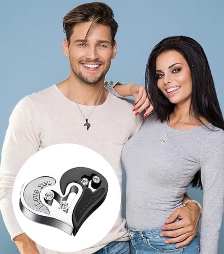 FIBO STEEL Stainless Steel Mens Womens Pendant Necklace Heart Puzzle 22 Inches Chain 2 Pcs a Set thumbnail 3