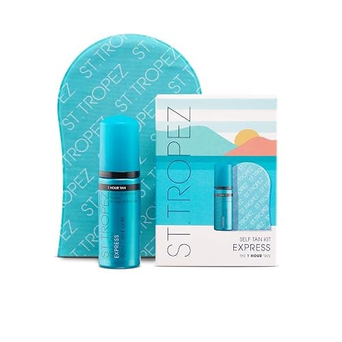 St.Tropez Self Tan Express Mini Kit: Travel-Sized Light/Medium/Dark 1-3 Hour Express Mousse and Tanning Applicator Mitt, Even & Natural, Vegan - Image 1