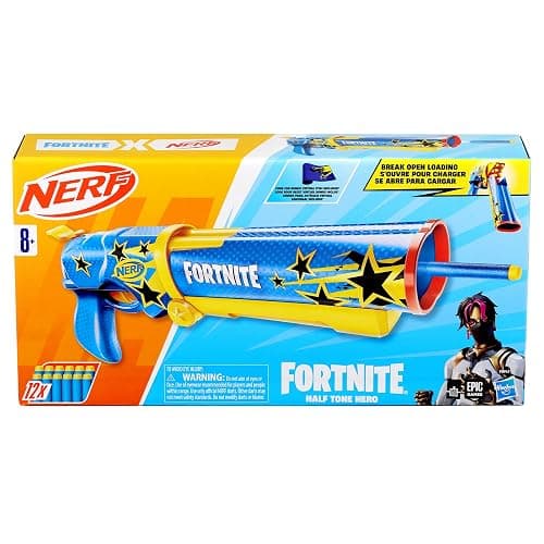 Nerf Fortnite Half Tone Hero Blaster, Bonus Code to Unlock Half Tone Hero Wrap in The Game, Break Open Loading, 12 Nerf Elite Darts, Fortnite Gifts (Amazon Exclusive) thumbnail 3