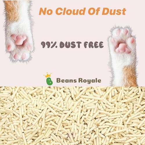 Beans Royale 2pcs Pack (6L x 2) Tofu Cat Litter, Biodegradable, Clumping Kitty Litter, Flushable,Pea Fiber,Dust Free, Odor Control, Low Tracking, Lightweight thumbnail 5