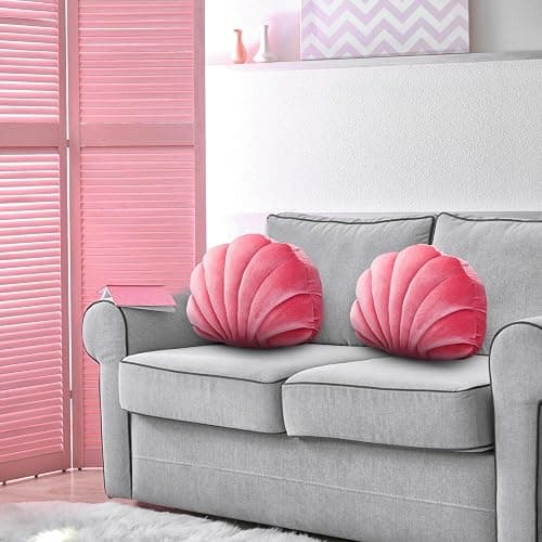 Marsui Sea Princess Seashell Decorative Pillow, Preppy Room Decor Christmas Party Gift Soft Chair Cushion Cute Clam Throw Pillow for Sofa Bed Living Room(Pink,13.4 x 9.8 in) thumbnail 6