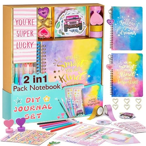 OIHEW DIY Journal Kit for Girls - 2PC Stocking Stuffers for Teen Girls, Stationary & Diary Set, Christmas Birthday Gifts for 8 9 10 11 12 13 14 Year Old Girls, Scrapbook Supplies Art and Crafts Toy Kit - Image 1
