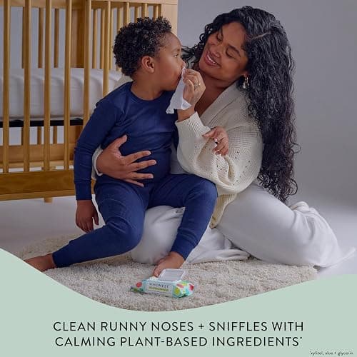 The Honest Company Plant-Based Snot Removing Wipes | Soothing Nose + Face Wipes with Aloe | Hypoallergenic for Sensitive Skin, EWG Verified | Fragrance Free, 60 Count thumbnail 2