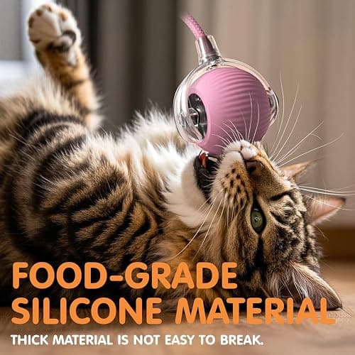 Rocfish Durable Interactive Cat Toys for Indoor Cats, Smart Automatic Cat Chase Ball Toy, Upgraded Speedy Tail Kitten Toy for Bored Indoor Adult Pets (Pink) thumbnail 5