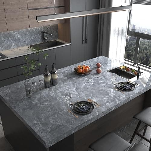 HOLOMEY Gray Marble Contact Paper for Countertops Waterproof Marble Peel and Stick Wallpaper Removable Self-Adhesive Granite Vinyl Wrap Roll for Kitchen Bathroom Sink Table Darwer Locker 16x118 inch thumbnail 4