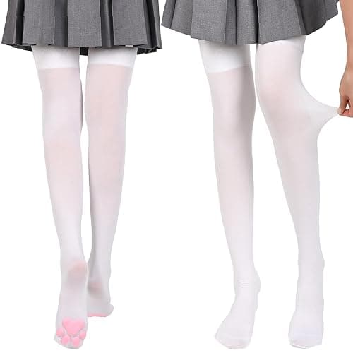 Cat Paw Thigh High Socks Golves, Cute Soft 3D Toe Beans Socks Mittens Kitten Claw Pad Socks for Girl Women Cosplay Set… thumbnail 5