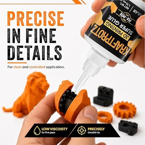 3D Printing Super Glue Liquid 1.75 oz - PLA ABS PETG TPU Instant Adhesive | versatile, precise application, for fine cracks, clear, waterproof, heat resistant, anti-clog cap, filament, PLA ABS PETG TPU thumbnail 6