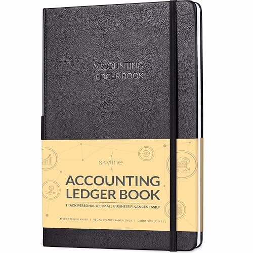 Skyline Accounting Ledger Book – Columnar Log Journal for Personal Use & Small Business Bookkeeping – Expense Log to Track Money Operations – Large Format, 7x10″, 4,712 Entries Total (Black) - Image 1