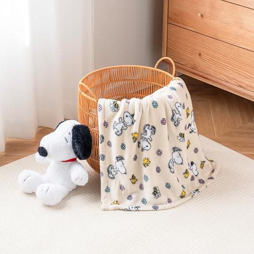 Berkshire Blanket Peanuts® VelvetLoft® Cute Character Snoopy Plush Throw Blanket,Peanuts Woodstock Snoopy Spring Frolic Large Canvas,Throw 55 in x 70 in (Official Peanuts® Product) thumbnail 9