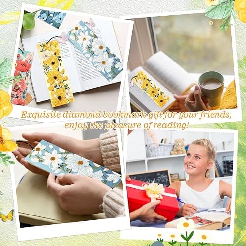 4pcs Flower Diamond Art Bookmarks Kit Floral Diamond Bookmarks for Adults 5D DIY Diamond Art Kit for Spring Reading Lover Book Lover Students DIY Gem Crafts Gift thumbnail 7