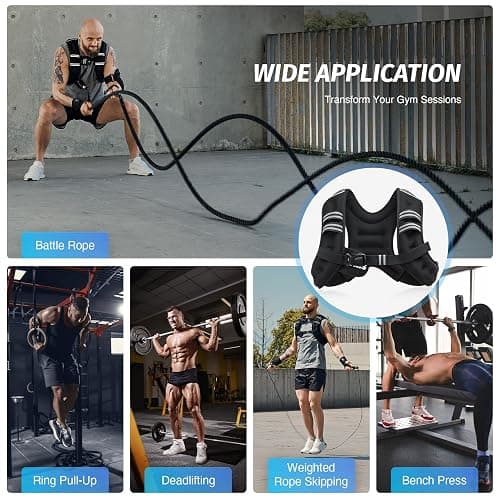 ZELUS Weighted Vest, 6lb/8lb/12lb/16lb/20lb/25lb/30lb Weight Vest with Reflective Stripe for Workout, Strength Training, Running, Fitness, Muscle Building, Weight Loss, Weightlifting thumbnail 7