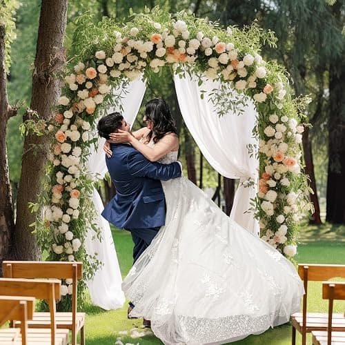 7.2 ft Gold Metal Balloon Arch Stand, Arch Backdrop Stand with Stable Base – Easy-to-Install Wedding, Birthday, Baby Shower & Garden Party Decoration thumbnail 6