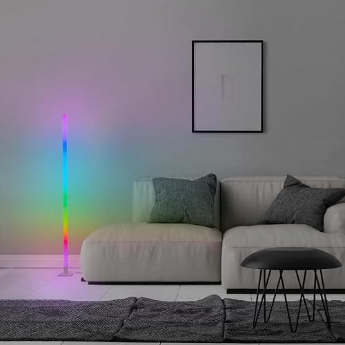 Brilliant RGB-LED Stehlampe | 150 cm Höhe | dimmbare Standleuchte mit Musiksensor & Fernbedienung & RGB-Frontlight | max. 125 lm | integiertes LED | aus Aluminium/Kunststoff in Weiß thumbnail 2