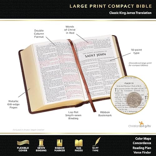 KJV Holy Bible, Compact Large Print Faux Leather Red Letter Edition Ribbon Marker, King James Version, Ballet Pink (KJV Compact LP Editions) thumbnail 3
