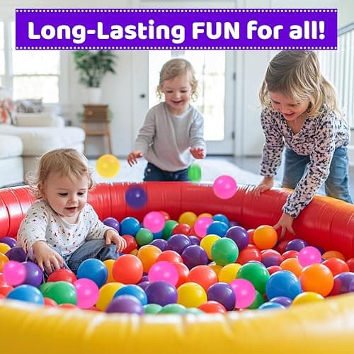Ball Pit Balls for Toddlers with Storage Bag - 7 Bright Colors, Crush Proof, Great Play Toys for Tents, Pools, and Party thumbnail 6