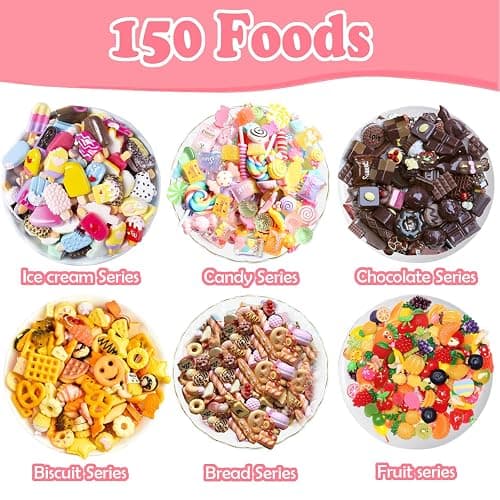 250Pcs Mini Food Miniatures Food Drinks Bottles Toys Doll House Accessories 1:12 Playset Kitchen Game Pretend Play Party Mini Things Stuff Tiny Baking Micro Hamburger Ice Cream Cake Bread thumbnail 4