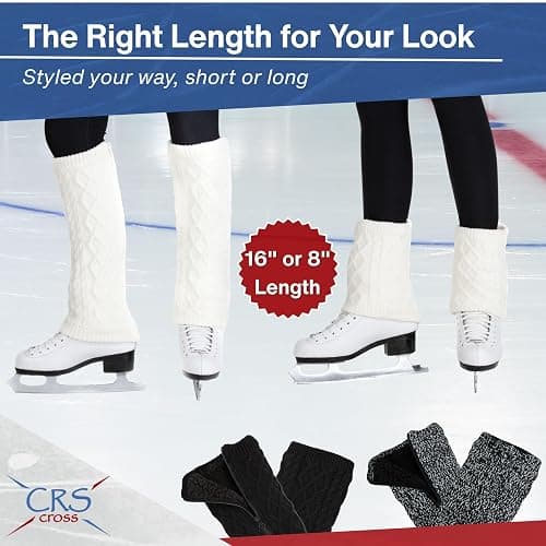 CRS Cross Leg Warmers and Headband Set for Figure Skating with Zipper. Fleece Lined Knit Keeps Legs Warm-Ice Skate Dance thumbnail 5
