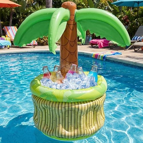 FUTUREPLUSX Inflatable Palm Tree Cooler, 25" Inflatable Drink Holder for Summer Pool Blow Up Palm Tree Cooler for Luau Hawaiian Tropical Party Decorations, Outdoor Beach Party Supplies thumbnail 2