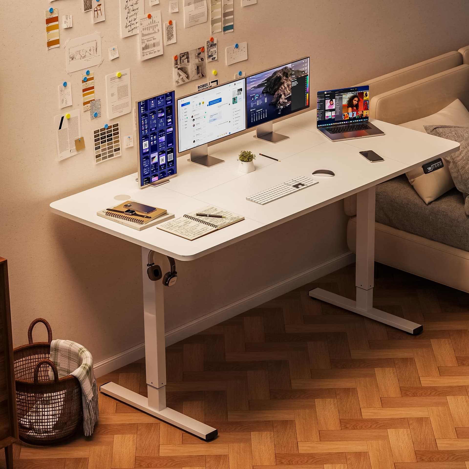 White Electric Desk 160x60cm thumbnail 2