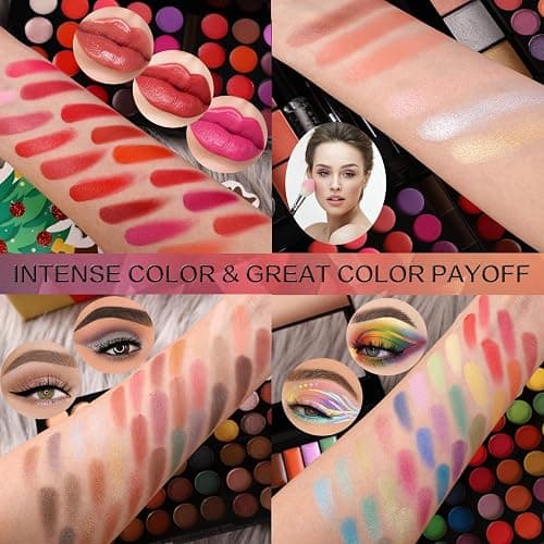 Professional All in One Makeup Kit for Women Full Kit,186 Colors Make Up Palette Christmas Gift Set, Including Eyeshadow,Lip Gloss,Concealer,Highlighter,Contour,Brow Powder,Mascara,Blush & Brush thumbnail 3