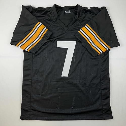 Facsimile Autographed Ben Roethlisberger Pittsburgh Black Reprint Laser Auto Football Jersey Size Men's XL thumbnail 3