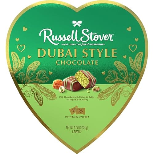 RUSSELL STOVER Valentine's Day Dubai Style Milk Chocolate Candy Pistachio & Kataifi Heart Gift Box, 4.75 oz. thumbnail 7