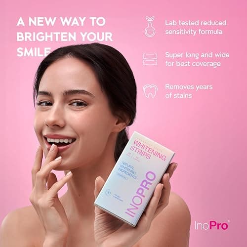 InoPro Teeth Whitening Strips 14 Treatments Kit - Teeth Whitener, Peroxide Free, Enamel Safe Green White Strips, Deep Stains Removal - Instant Teeth Whitening Without The Harm (28 Strips) - 28 Count (Pack of 1) thumbnail 5