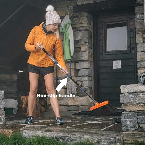 kelamayi Upgrade Broom and Dustpan Set, Self-Cleaning with Dustpan Teeth, Indoor&Outdoor Sweeping, Ideal for Dog Cat Pets Home Use, Stand Up Broom and Dustpan (Gray&Orange) thumbnail 6