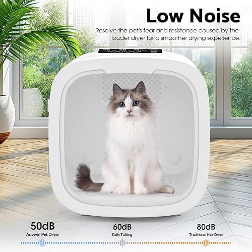Cobuy 52L Automatic Pet Dryer Box, Pet Grooming Dryer, Cat Hair Drying Box, Light, 5 Modes, Adjustable Speed and Temperature, Timer, Low Noise (52L White) thumbnail 8