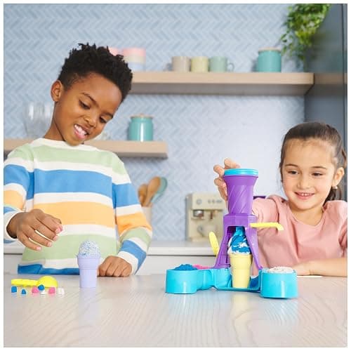 Kinetic Sand, Soft Serve Station with 14oz Play Sand (Blue, Pink & White), 2 Ice Cream Cones & 2 Tools, Sensory Toys, Stocking Stuffers for Kids Ages 3 and up thumbnail 9