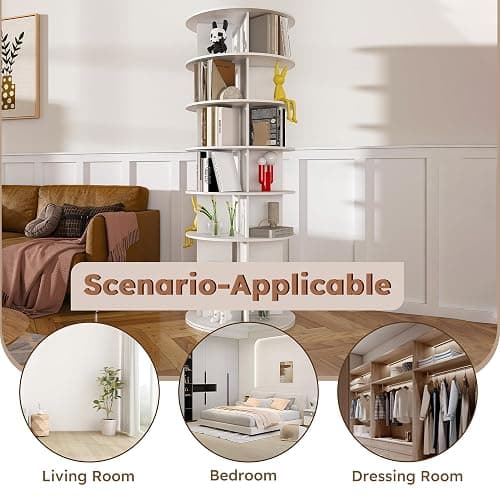 Runboll 6-Tier Rotating Shoe Rack Tower Spinning Shoe Display Lazy Susan Storage Tower, Free Standing 360 Revolving Shoe Organizer for Living Room Entryway Doorway thumbnail 5