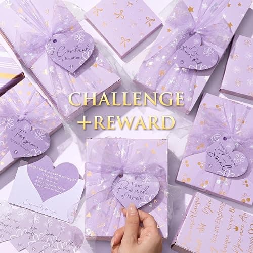 Teen Girl Gifts Trendy Stuff, 10 Positive Affirmation Cards & Empowering Challenges to Unlock 10 Wrapped Makeup Gift Set Motivational Birthday Valentines Day Gift Basket for Tween & Teenage Girls thumbnail 4