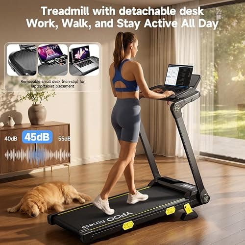 YPOO 13% Incline Walking Pad Handle 6.2MPH RGB Light Foldable | Home & office, 13% incline with RGB light, 6.2MPH speed, handle bar, 300LBS, Portable Folding Walking Treadmills & App thumbnail 2