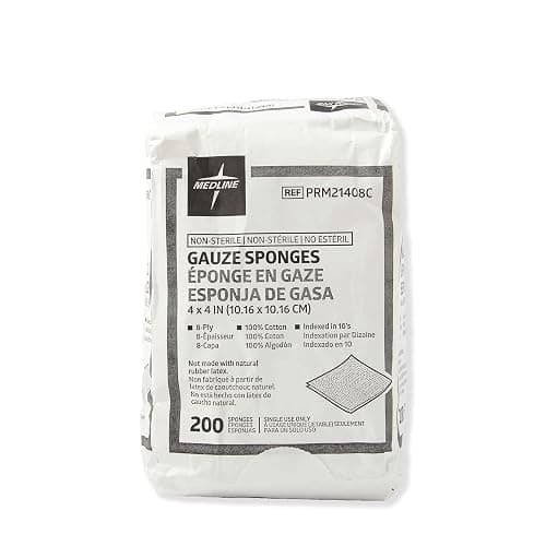 Medline 4 x 4 inch Gauze Sponges, 100% Cotton, 8-Ply Woven Non-Sterile Gauze, 200 Count (Pack of 4), Packaging May Vary thumbnail 3