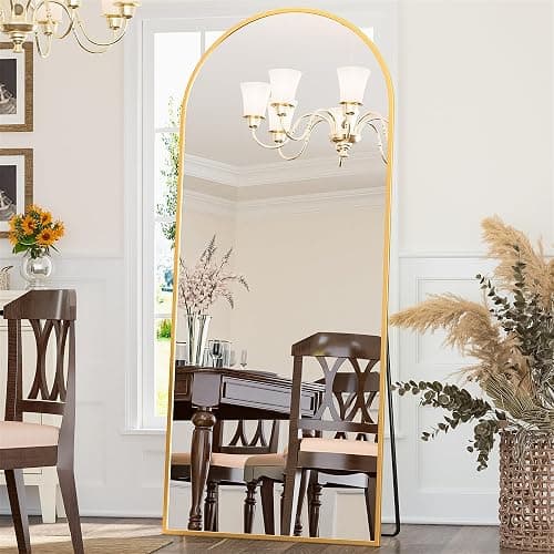 Antok Full Length Mirror, 71"x28" Floor Mirror, Arched Floor Standing Freestanding Arch Full Body Mirrors with Stand for Bedroom, Hanging Mounted for Living Room Cloakroom,Gold thumbnail 4