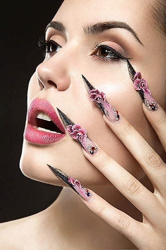 RUOKEXIN Square Press-on Nails - White French Tip Fake Nails with Glitter Designs, Medium Length, 24pcs thumbnail 6